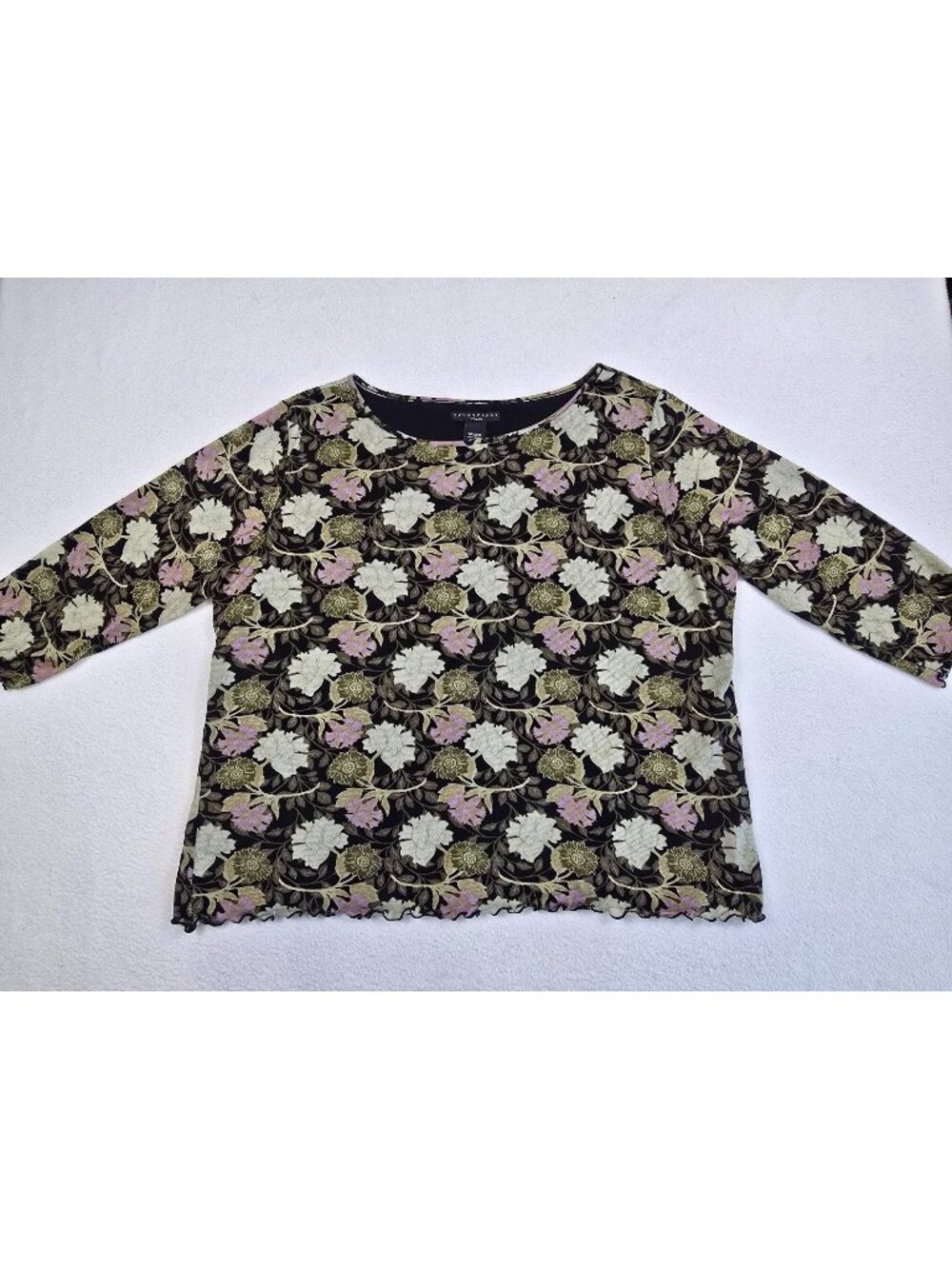 Apostrophe Woman 20/22 Floral 3/4 Sleeve Top Black Fairy Whimsigoth